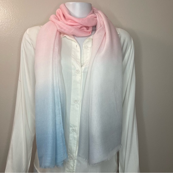Blue pink multi purpose raw hem maxi bandana scarf - Picture 1 of 3